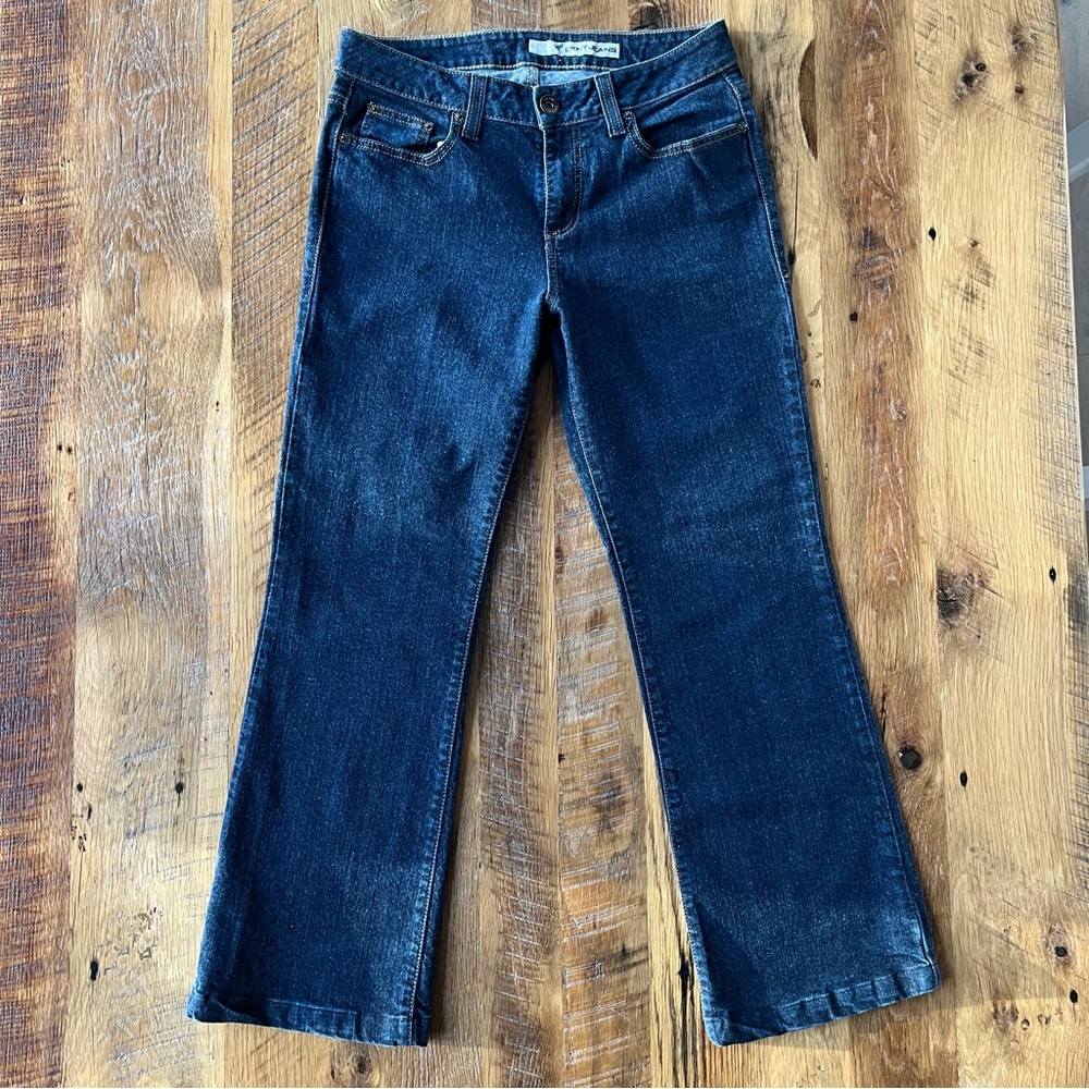 Vintage DKNY Dark Wash Kick Flare Jeans | 90s Mid Rise Ankle Denim | Size 10 - Picture 2 of 10